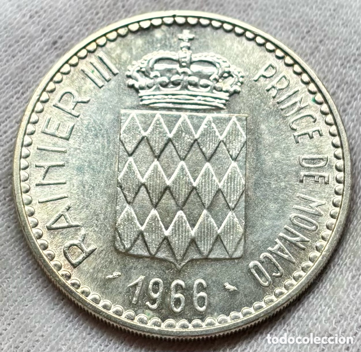 Monedas antiguas de Europa: Moneda PLATA M&Oacute;NACO 10 Francos 1966. Francs Rainier III