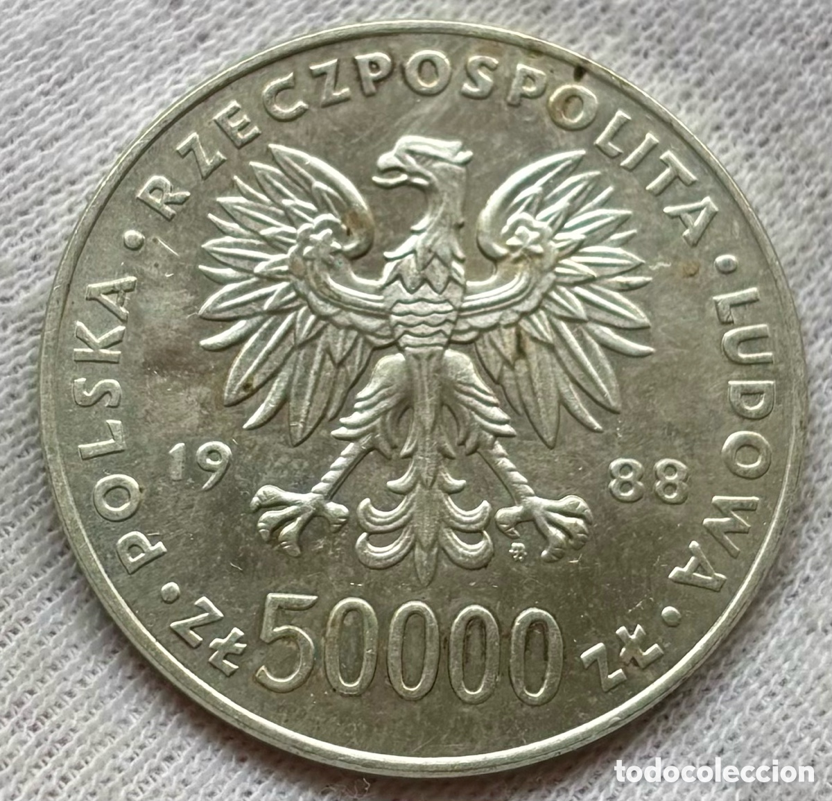 Monedas antiguas de Europa: Moneda PLATA POLONIA 50000 Zlotych 1988