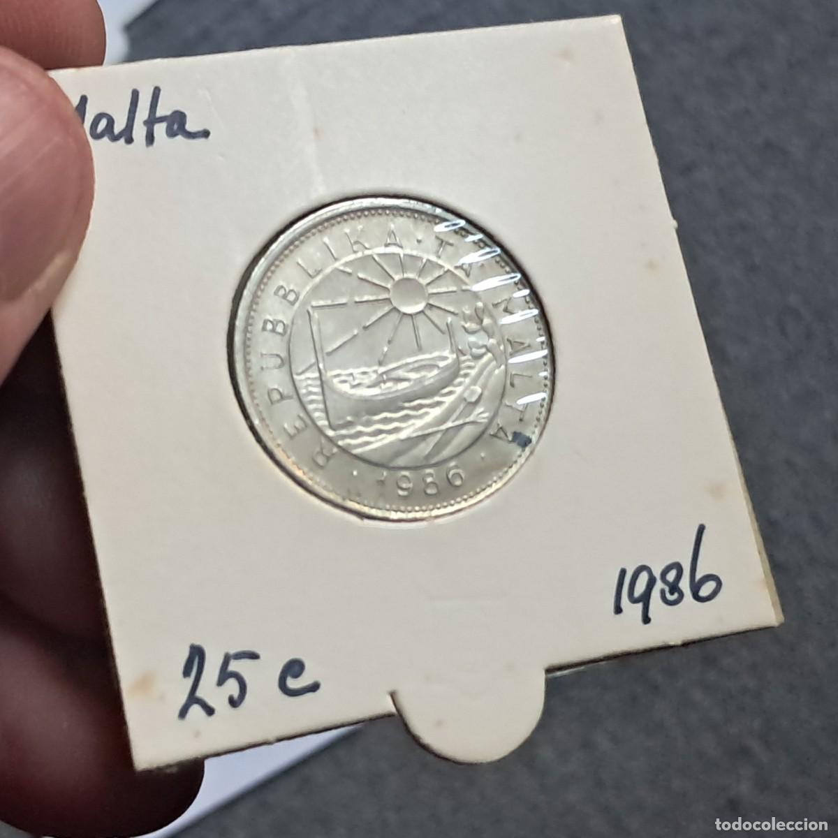 Monedas antiguas de Europa: MONEDA DE MALTA 25 CENTS 1986 F, KM# 80, Sch&ouml;n# 84, N# 2023.
