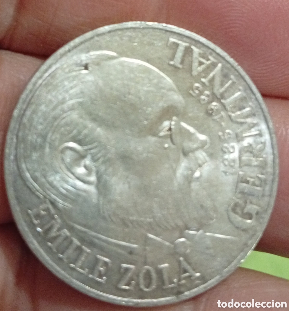 Monedas antiguas de Europa: Moneda de plata 100 francos Francia Germinal Emilio Zola