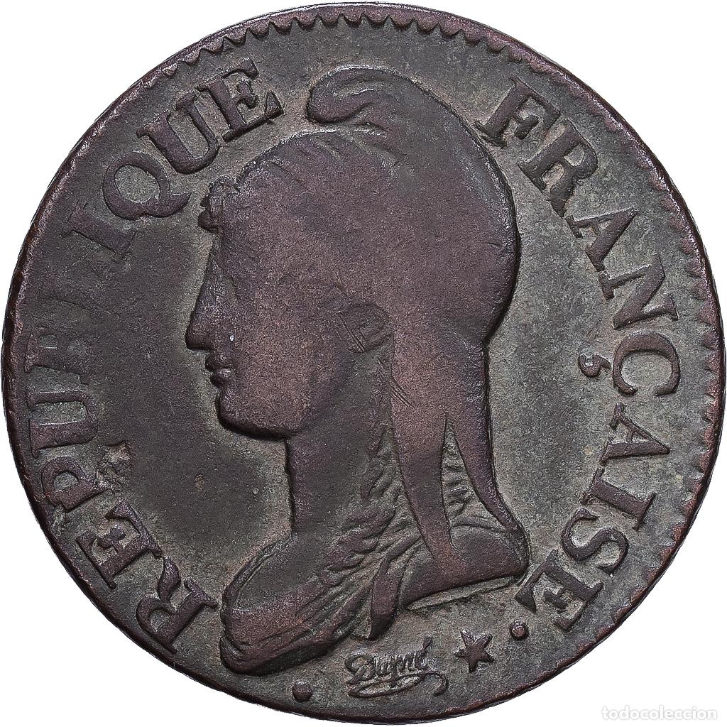 Monedas antiguas de Europa: [#1552406] Francia, 5 Centimes, Dupr&eacute;, Strasbourg, Cobre, BC+