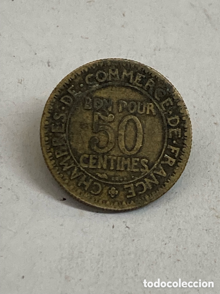 Monedas antiguas de Europa: Moneda 50 c&eacute;ntimos Francesa 1921