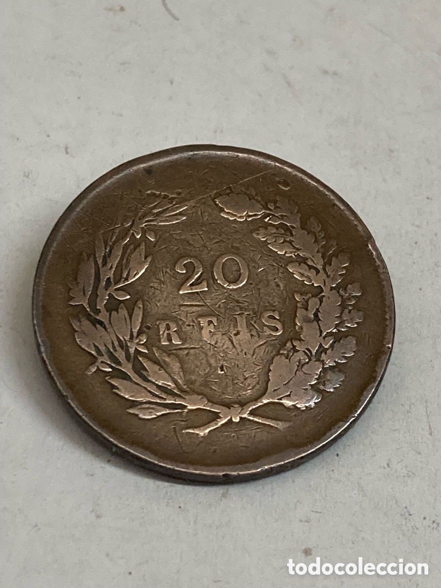 Monedas antiguas de Europa: Moneda de bronce de 20 reis de Portugal de 1891