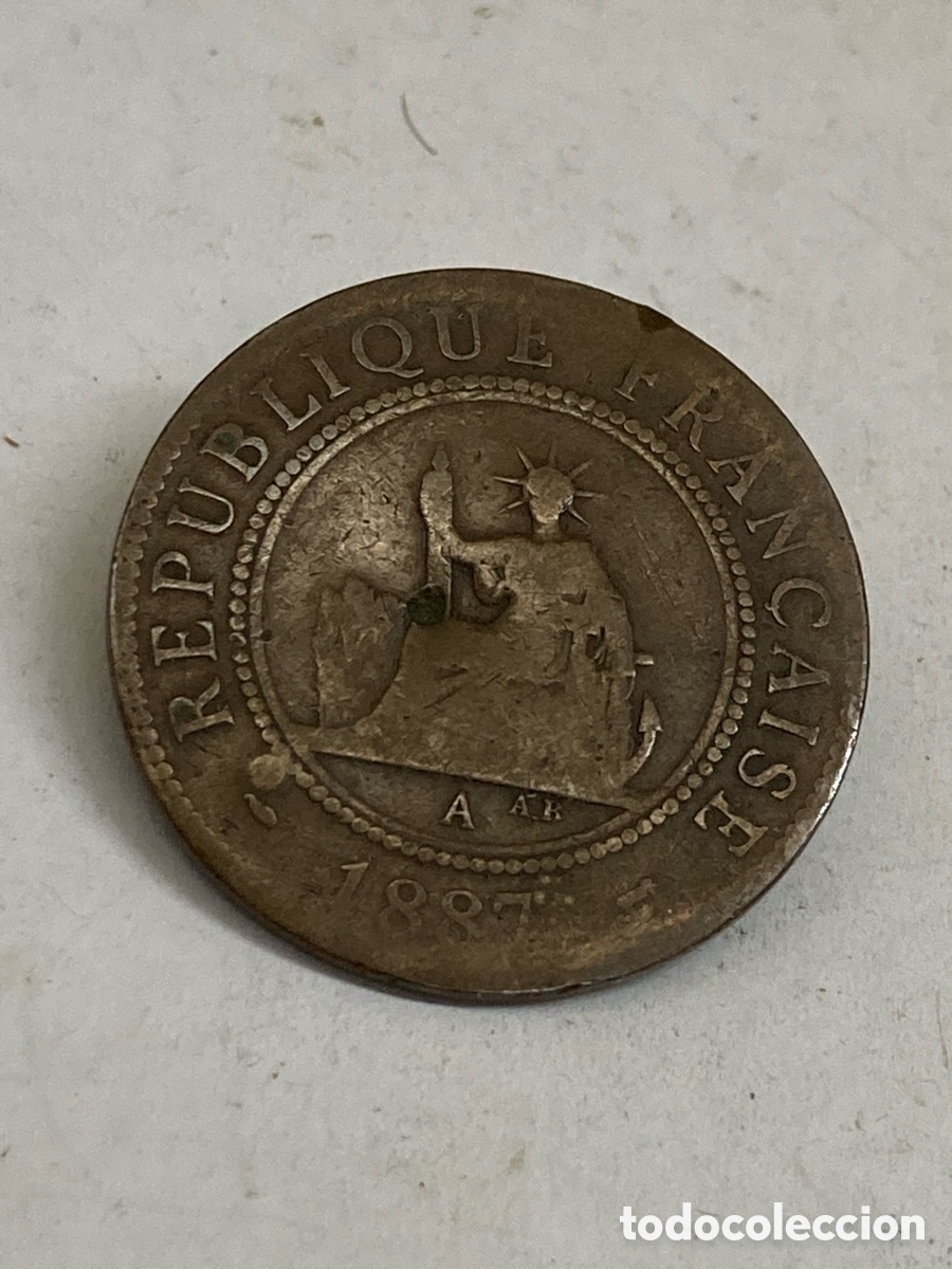 Monedas antiguas de Europa: moneda de bronce de 1 c&eacute;ntimo de Indochina Francesa