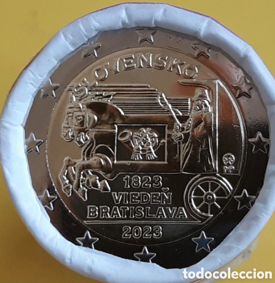 Monedas antiguas de Europa: Moneda conmemorativa 2 euros - 2023 - SC - Eslovaquia - Ruta correo Viena Bratislava