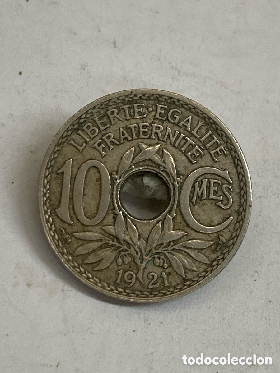 Monedas antiguas de Europa: moneda francesa de 10 c&eacute;ntimos de la Tercera Rep&uacute;blica acu&ntilde;ada en 1921 L23