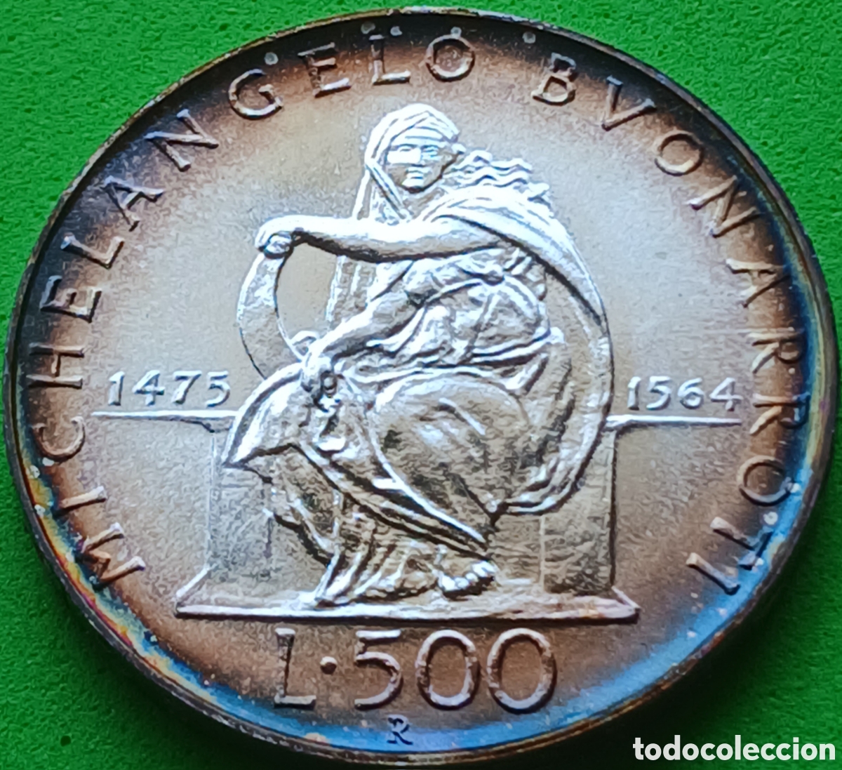 Monedas antiguas de Europa: Italia 500 liras 1975 km#104 Miguel Angel, plata