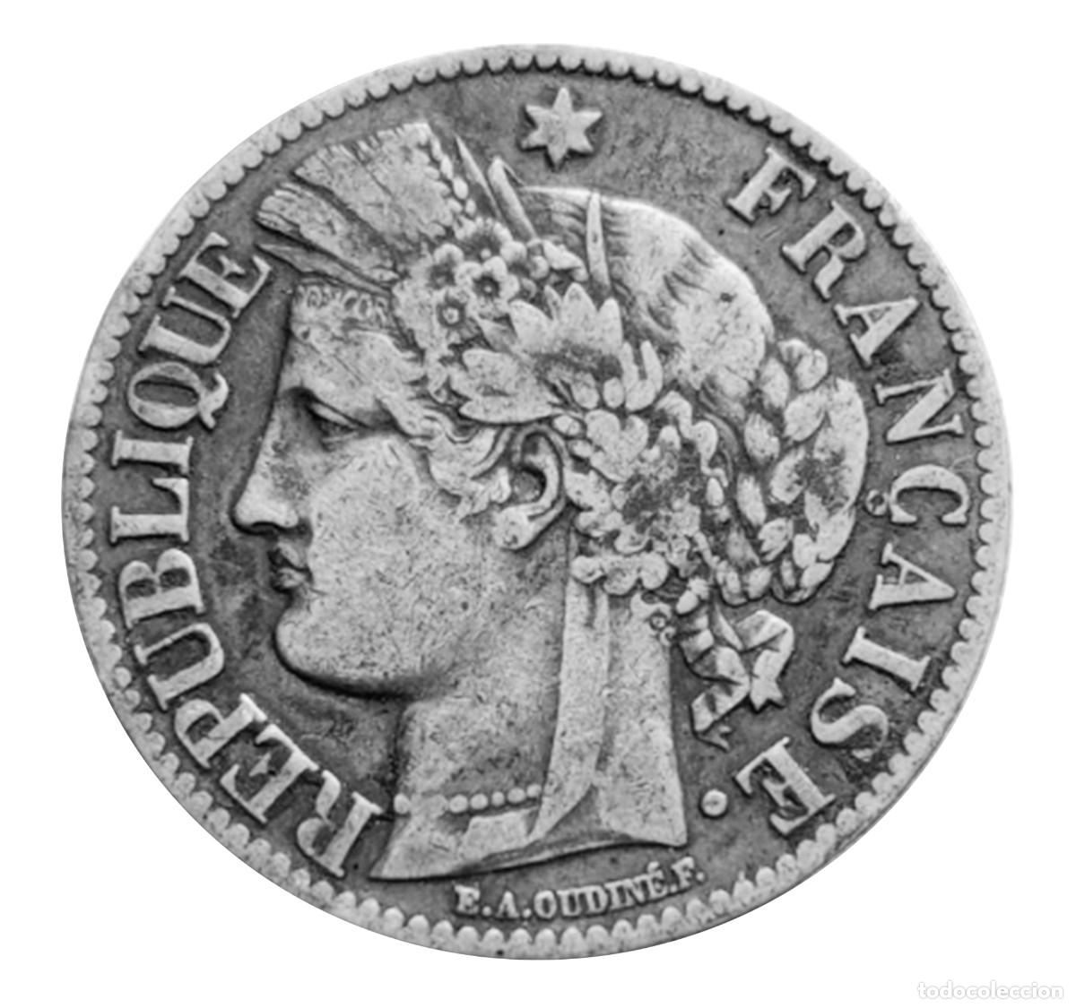 Monedas antiguas de Europa: Moneda 2 francos plata 1871