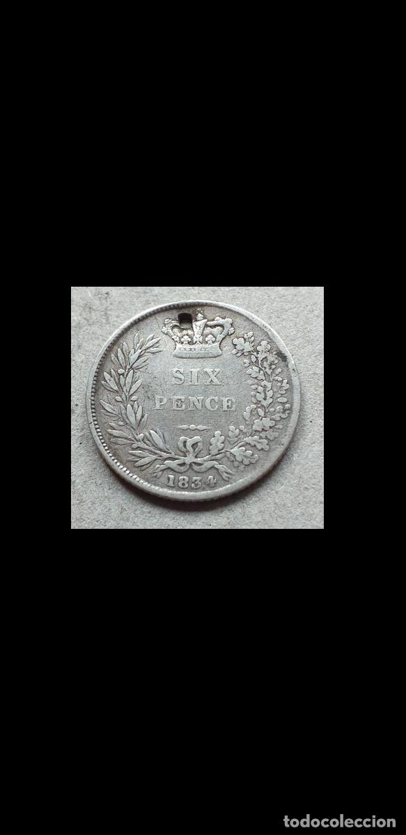 Monedas antiguas de Europa: Six pence plata 1834 - Foto 2