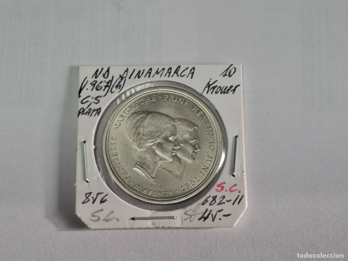 Monedas antiguas de Europa: 10 KRONER de PLATA de 1967 cs KM 856 DINAMARCA, en SIN CIRCULAR