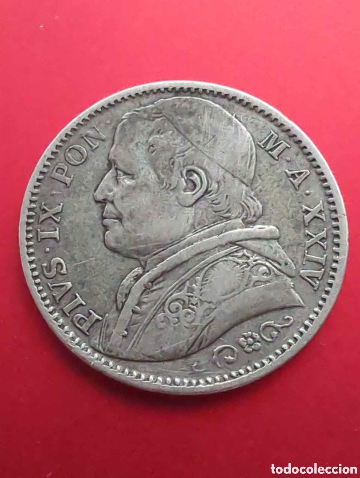 Monedas antiguas de Europa: Estados Pontificios 2 liras 1869 plata
