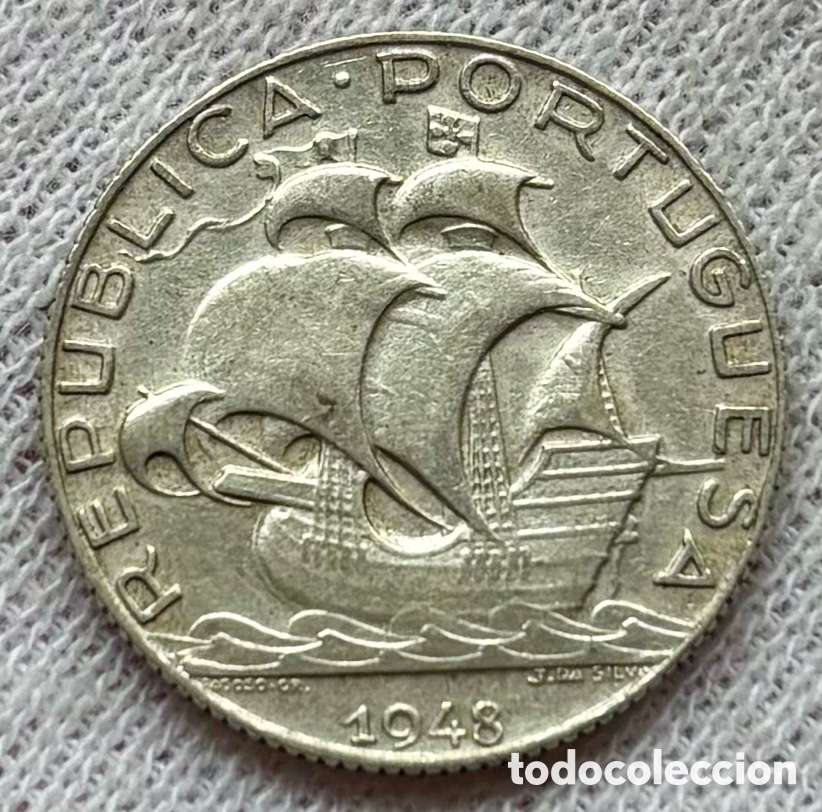 Monedas antiguas de Europa: Moneda PLATA PORTUGAL 2,50 Escudos 1948. A&ntilde;o Escaso