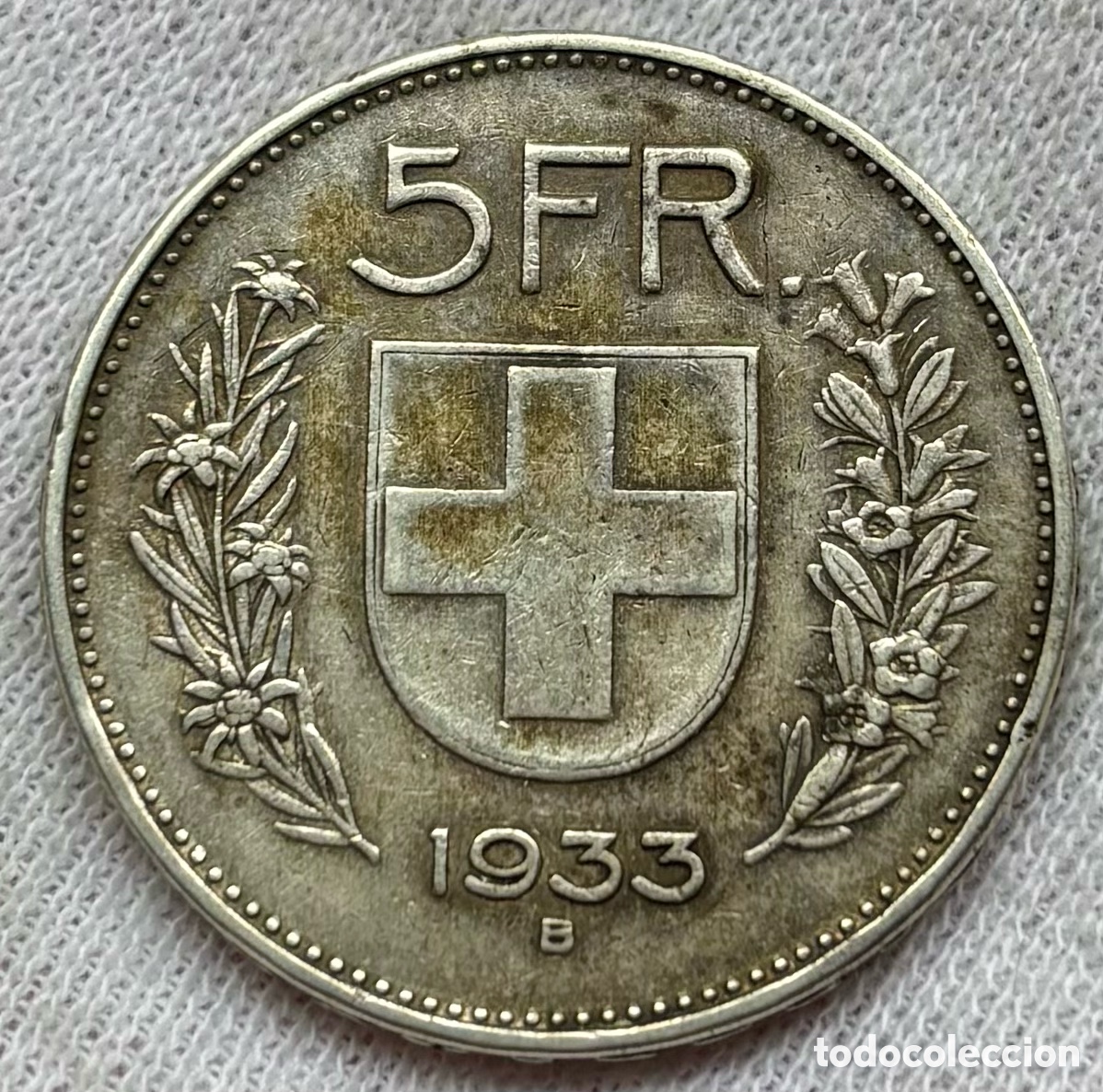 Monedas antiguas de Europa: Moneda PLATA SUIZA 5 Francos 1933. Francs