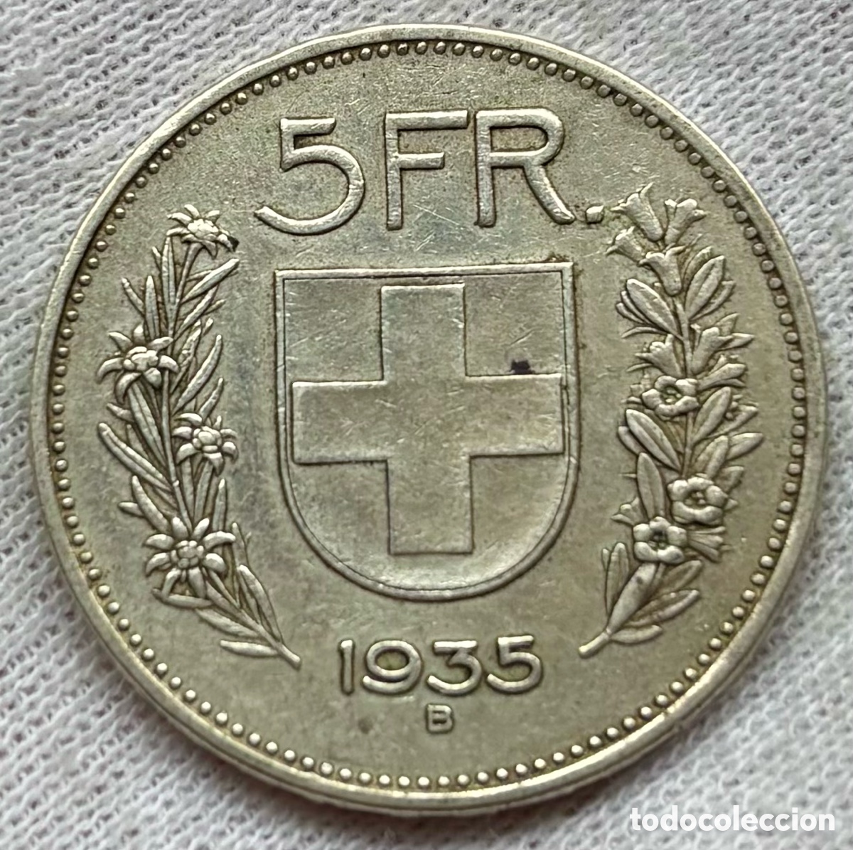 Monedas antiguas de Europa: Moneda PLATA SUIZA 5 Francos 1935. Francs
