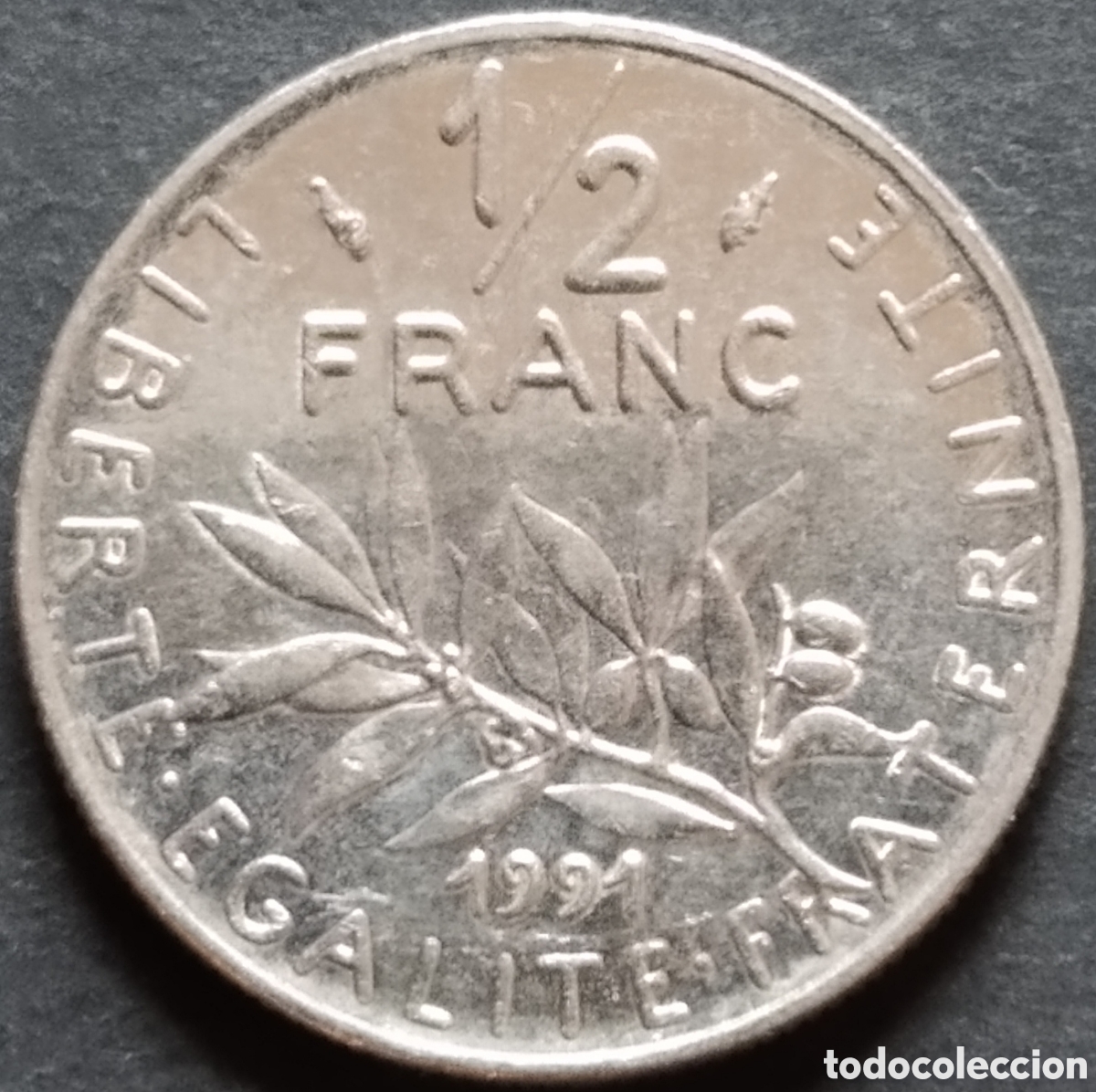 Monedas antiguas de Europa: MONEDA - FRANCIA 1/2 FRANCO 1991