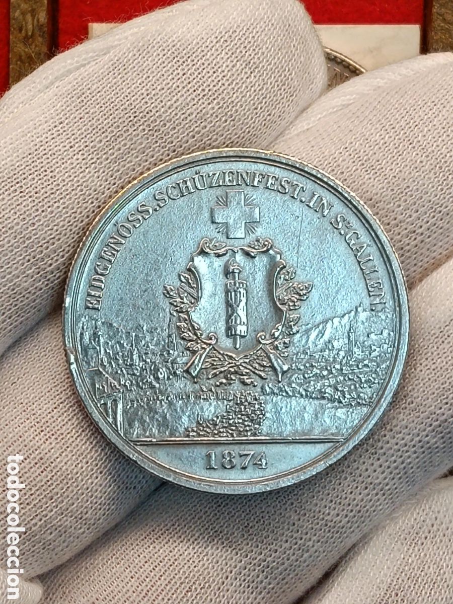 Monedas antiguas de Europa: SUIZA 5 FRANCOS A&Ntilde;O 1874 . FESTIVAL DE TIRO . SAN GALO