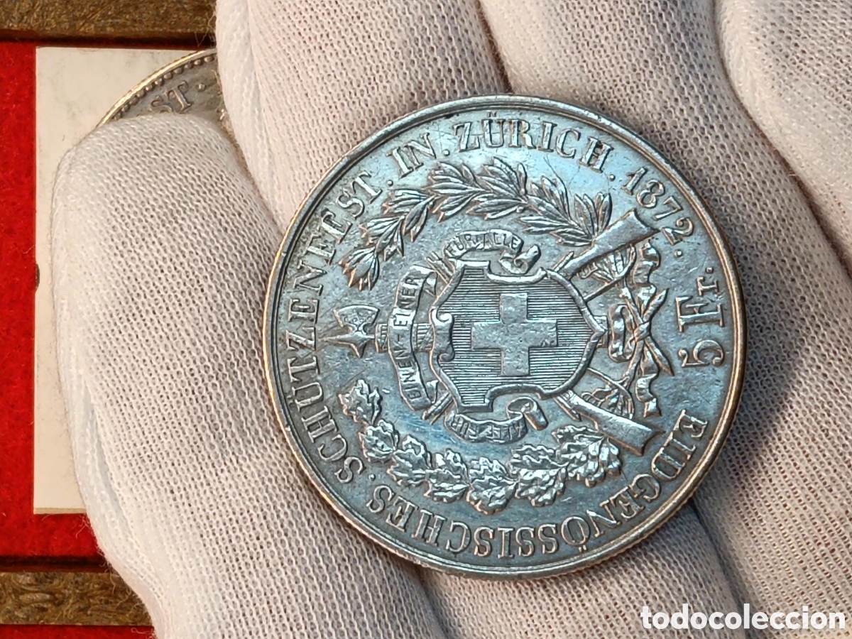 Monedas antiguas de Europa: SUIZA 5 FRANCOS A&Ntilde;O 1872 . FESTIVAL DE TIRO . ZURICH