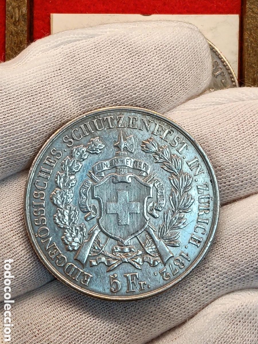 Monedas antiguas de Europa: SUIZA 5 FRANCOS A&Ntilde;O 1872 . FESTIVAL DE TIRO . ZURICH