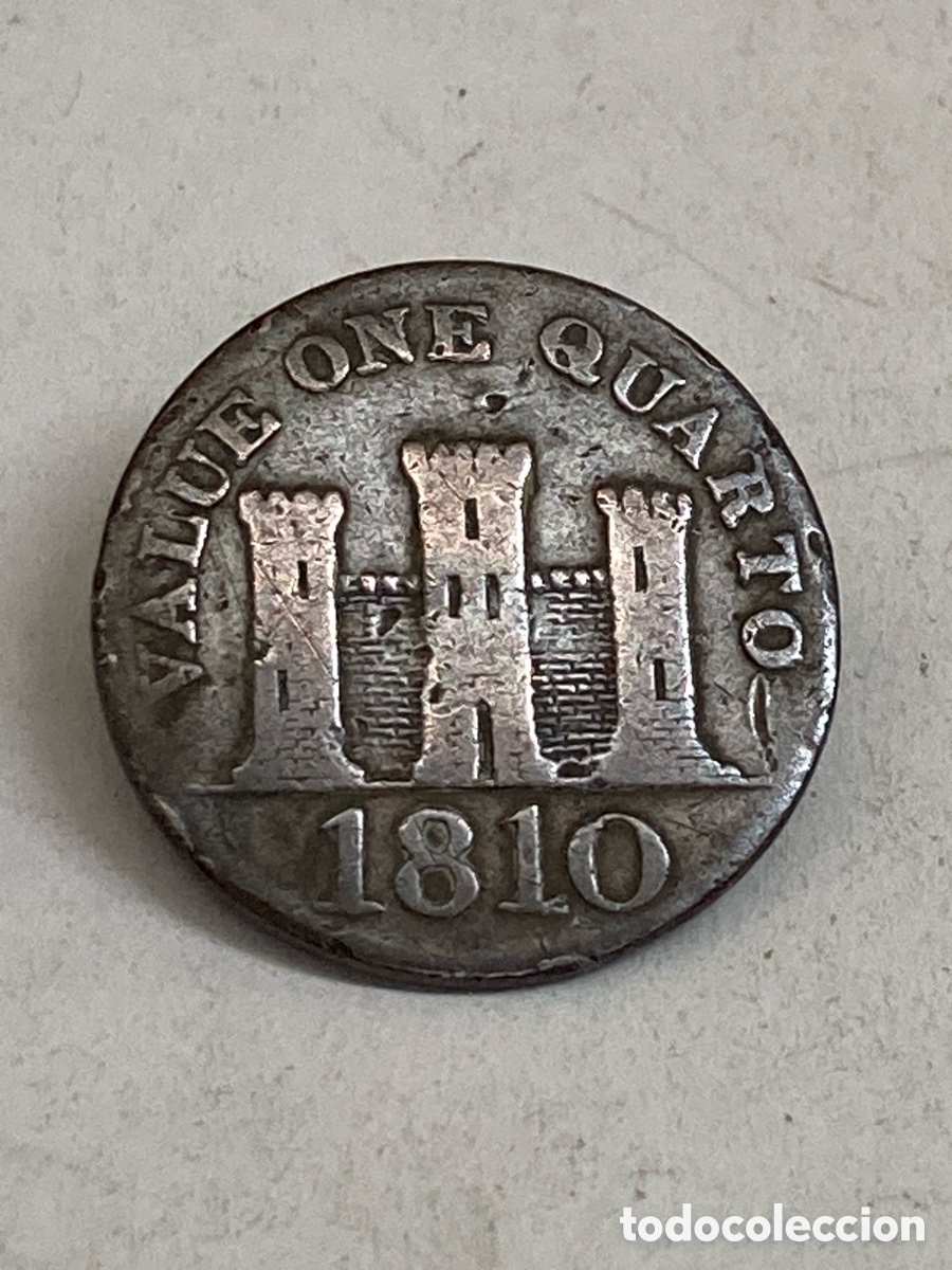 Monedas antiguas de Europa: Moneda 1 Quarto de Gibraltar del a&ntilde;o 1810 L23