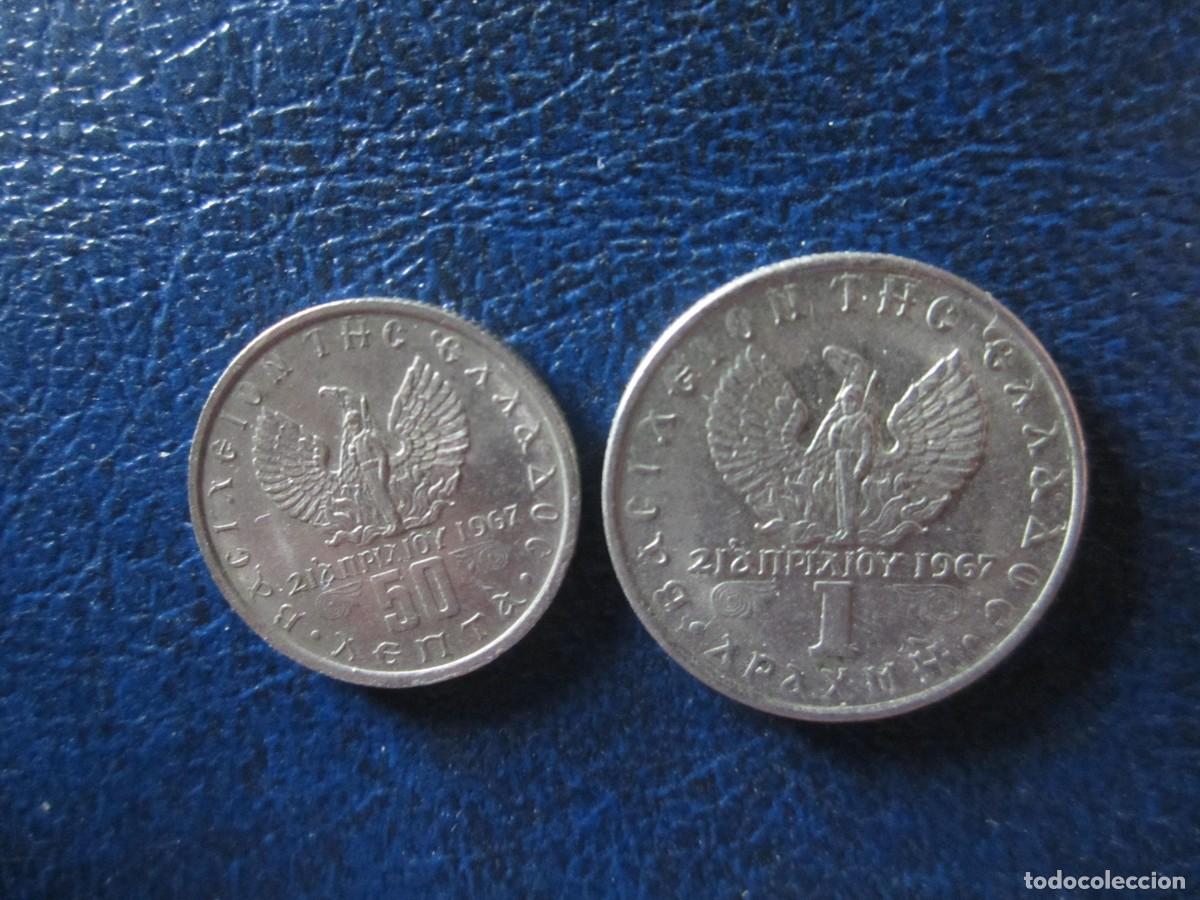 Monete antiche di Europa: Grecia Rey Constantino 50 lepta & 1 Dracma 1971 - 1973