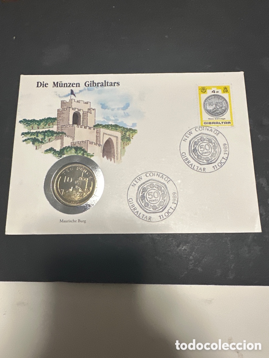 Monedas antiguas de Europa: Moneda de Gibraltar de 10 pence a&ntilde;o 1990, sin circular