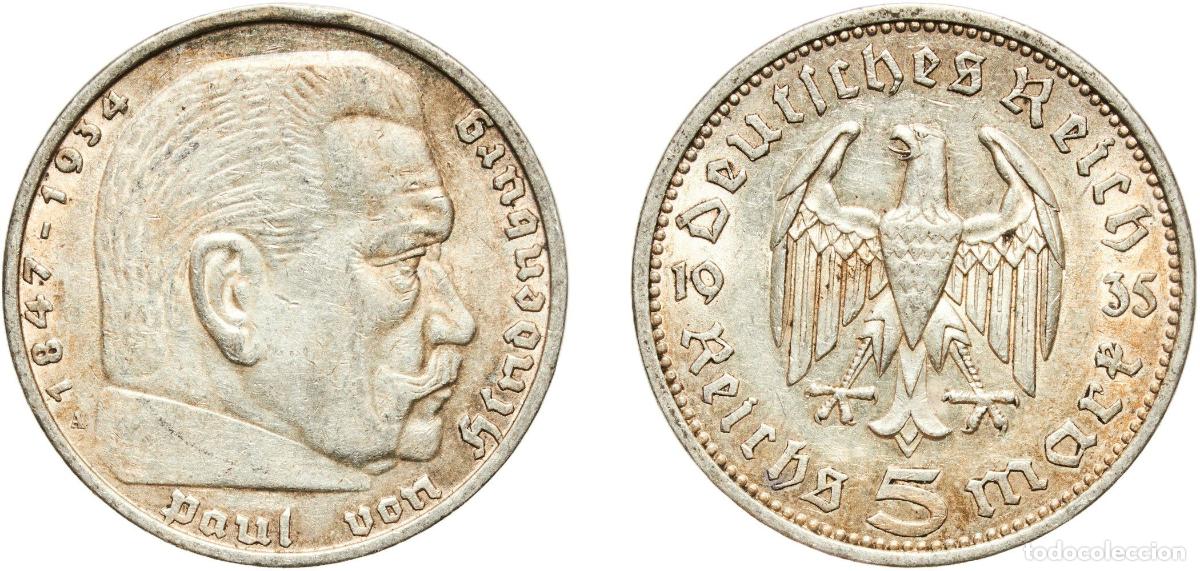 Monedas antiguas de Europa: Germany Third Reich 1935 A 5 Reichsmark (Paul von Hindenburg) Silver (.900) Berlin Mint (19324843)