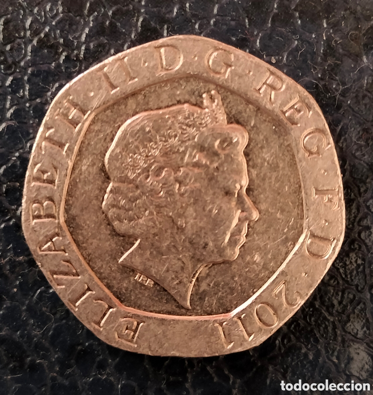 Monedas antiguas de Europa: moneda de 20 peniques del Reino Unido de 2011 con el cuarto retrato de la reina
