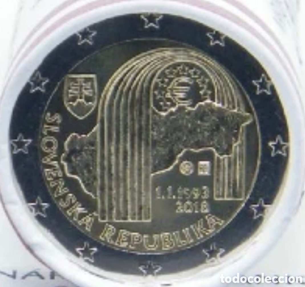 Monedas antiguas de Europa: Moneda conmemorativa 2 euros - 2018 - SC - Eslovaquia - 25 Aniversario Rep&uacute;blica Eslovaca