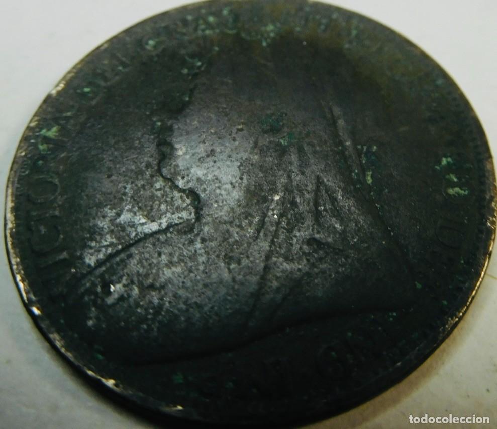 Monedas antiguas de Europa: 1 penique (One Penny) de la reina Victoria, a&ntilde;o 1897.