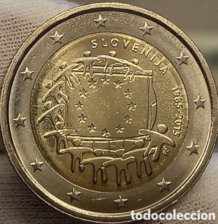 Monedas antiguas de Europa: Moneda conmemorativa 2 euros - 2015 - SC - Eslovenia - Bandera Europea