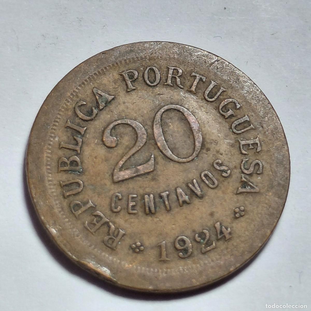 Monedas antiguas de Europa: PORTUGAL - 20 centavos 1924 KM574