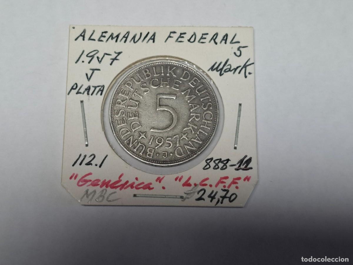 Monedas antiguas de Europa: 5 MARCOS de PLATA de 1957 J KM 112.1 ALEMANIA FEDERAL en MBC