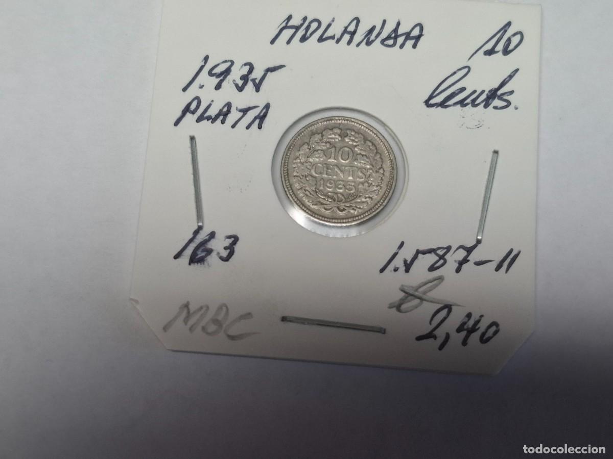 Monedas antiguas de Europa: 10 CENTS. de PLATA de 1935 KM 163 HOLANDA en MBC