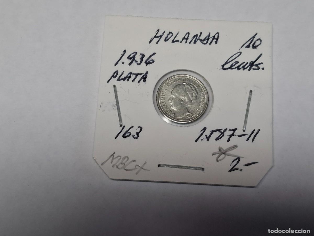 Monedas antiguas de Europa: 10 CENTS. de PLATA de 1936 KM 163 HOLANDA en MBC+