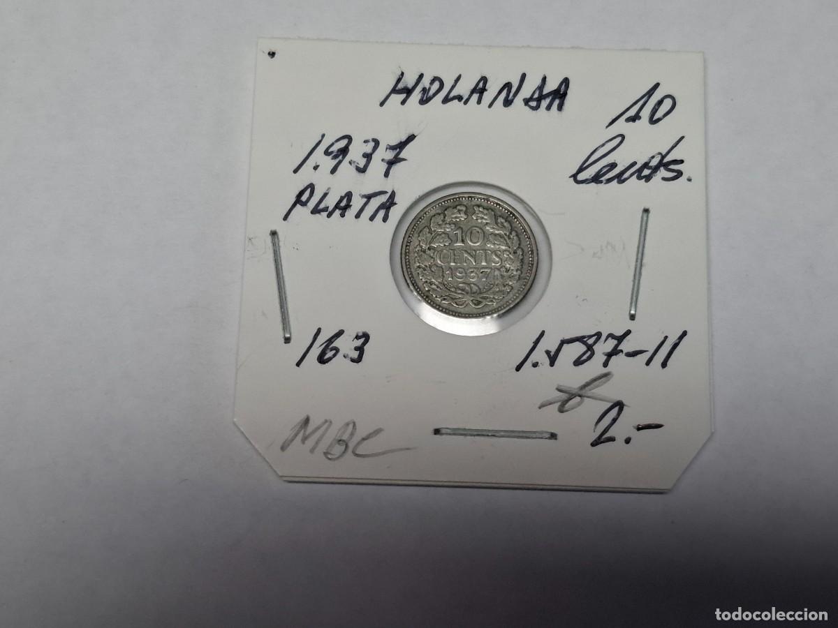 Monedas antiguas de Europa: 10 CENTS. de PLATA de 1937 KM 163 HOLANDA en MBC