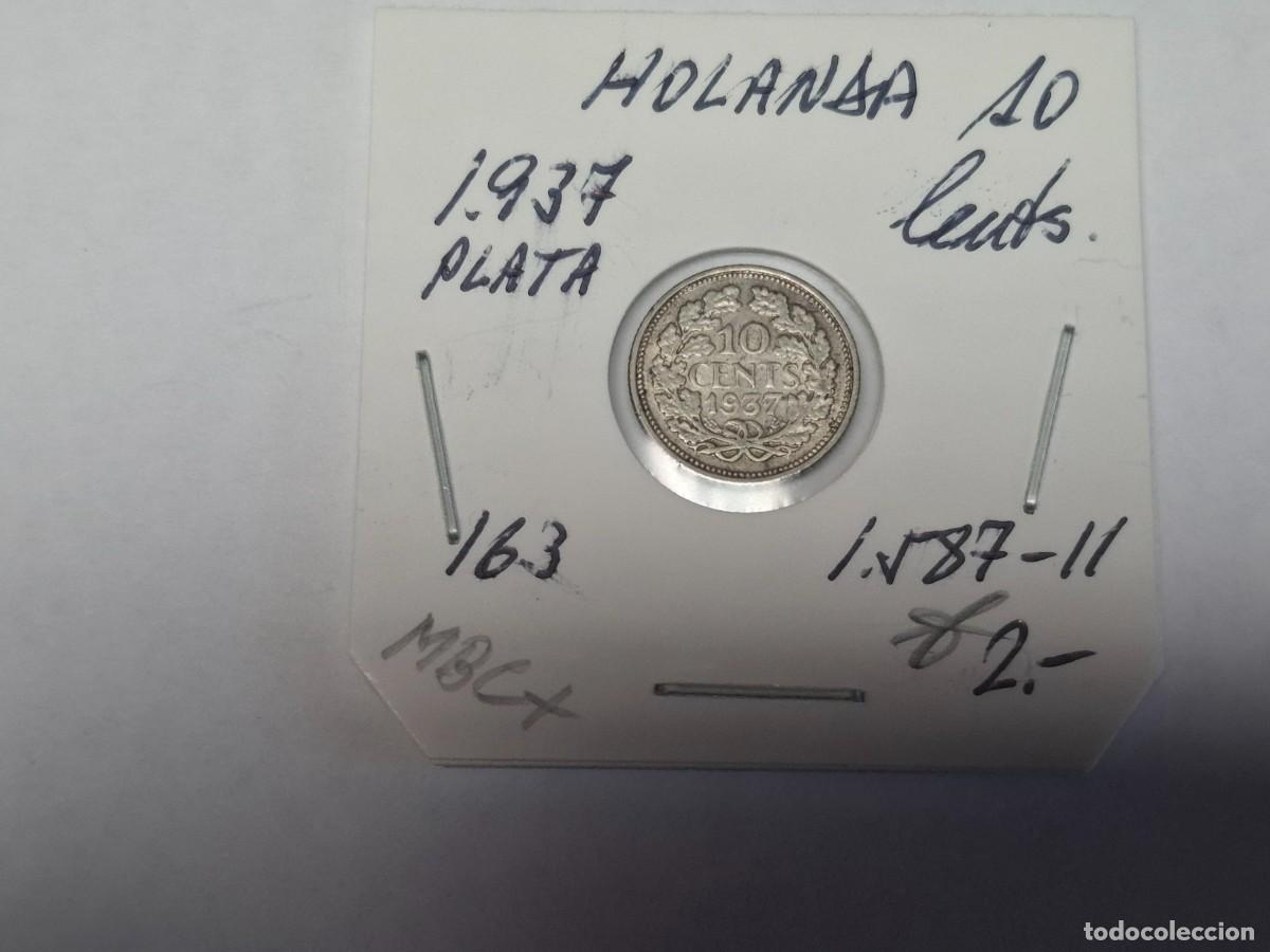 Monedas antiguas de Europa: 10 CENTS. de PLATA de 1937 KM 163 HOLANDA en MBC+