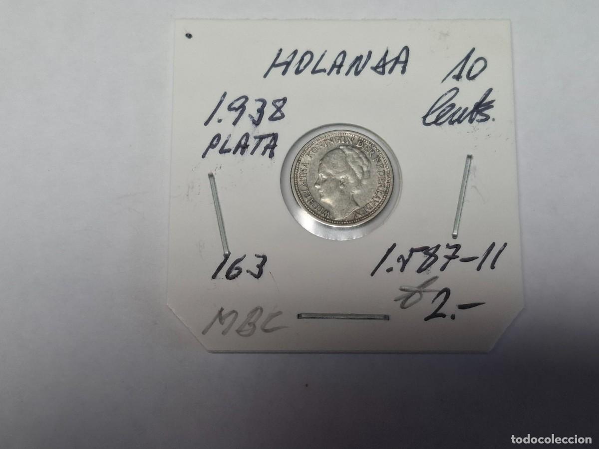 Monedas antiguas de Europa: 10 CENTS. de PLATA de 1938 KM 163 HOLANDA en MBC
