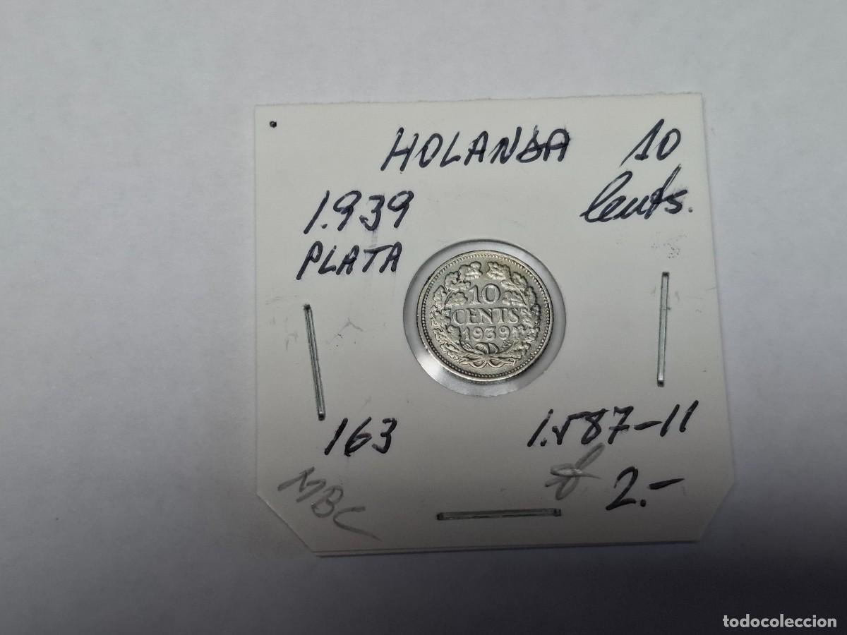 Monedas antiguas de Europa: 10 CENTS. de PLATA de 1939 KM 163 HOLANDA en MBC