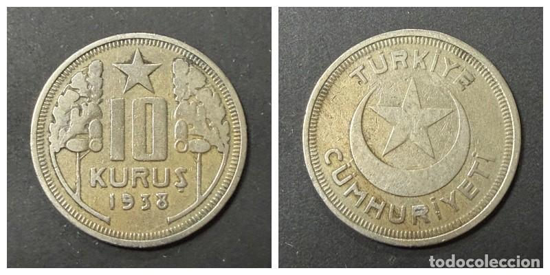 Monedas antiguas de Europa: MONEDA. TURQUIA. 10 KURUS. 1938. ESCASA. VER FOTOS