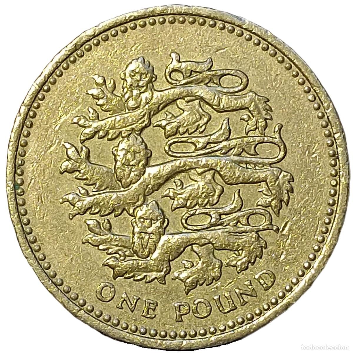 Monedas antiguas de Europa: REINO UNIDO (INGLATERRA) 1 LIBRA -2002- KM#1030. CIRCULADA (MBC). 4&ordm; RETRATO. REVERSO: Leones Ingles