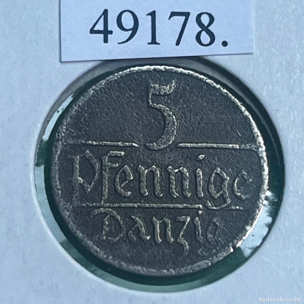 Monedas antiguas de Europa: Ciudad Libre de D&aacute;nzig, 5 Pfennig 1923 (actual Gdańsk, Polonia)