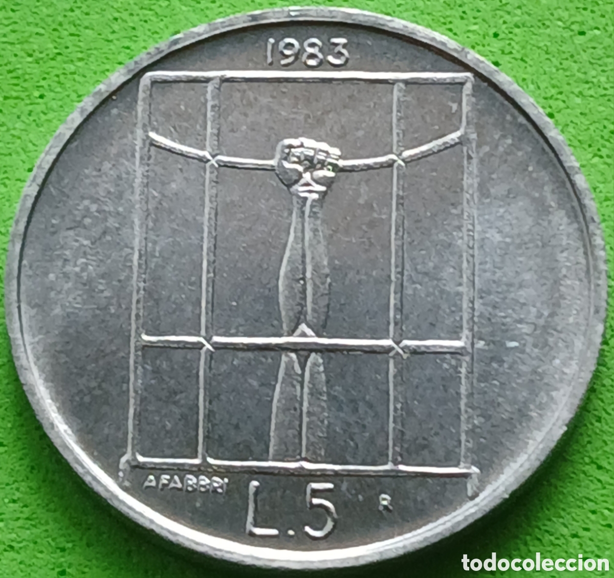 Monedas antiguas de Europa: San Marino 5 liras 1983 km#147 Amenaza Nuclear