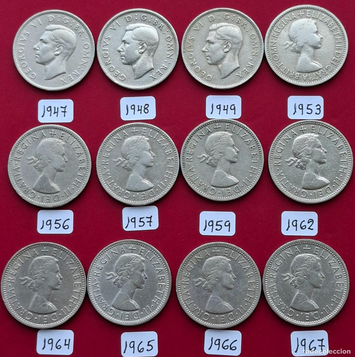 Alte M&uuml;nzen aus Europa: 12 monedas de 2 chelines de Inglaterra