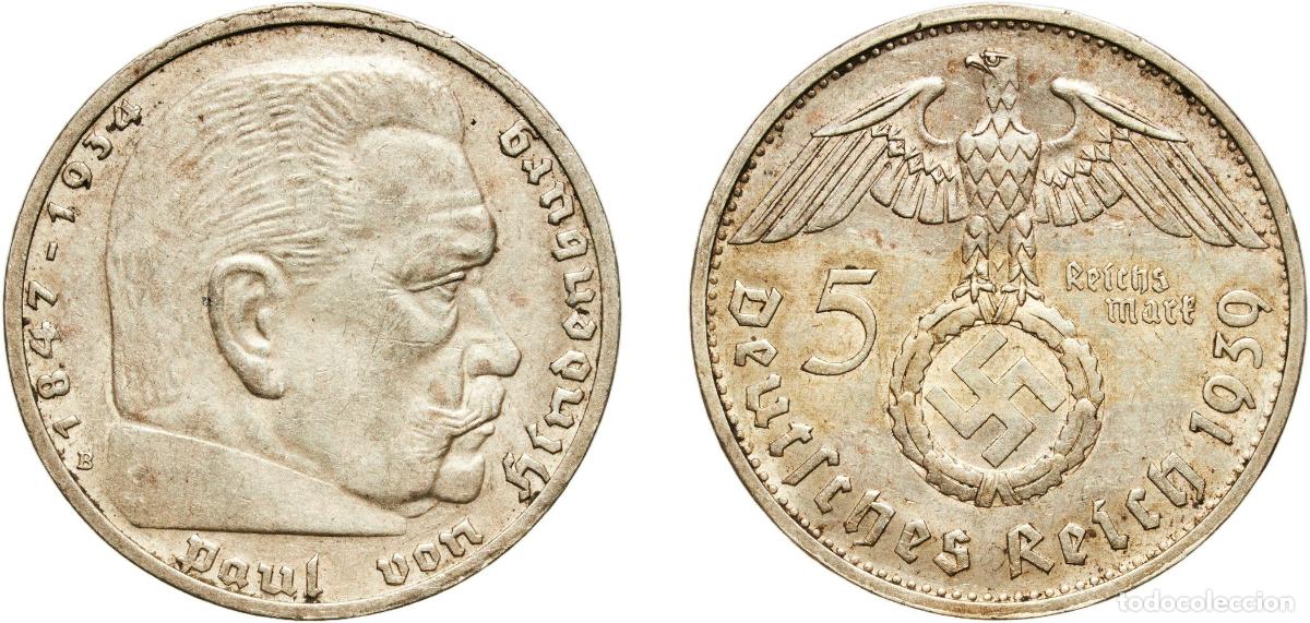 Monedas antiguas de Europa: Germany Third Reich 1939 B 5 Reichsmark (Paul von Hindenburg) Silver (.900) Vienna Mint (1942000) 1