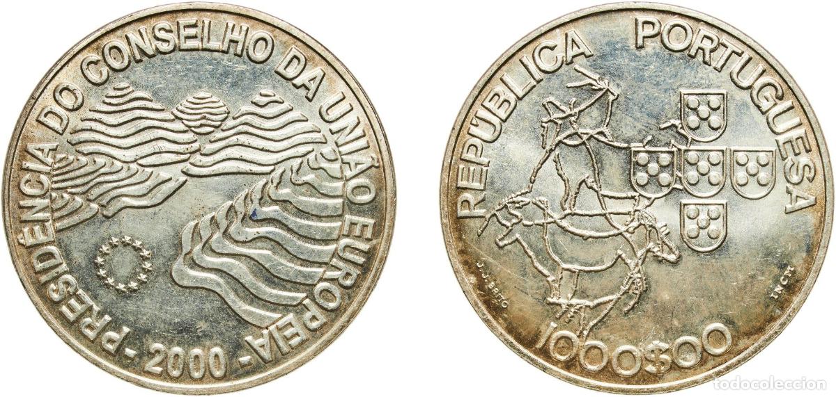 Monedas antiguas de Europa: Portugal Third Republic 2000 INCM 1000 Escudos (Council of the European Union) Silver (.500) Lisbon