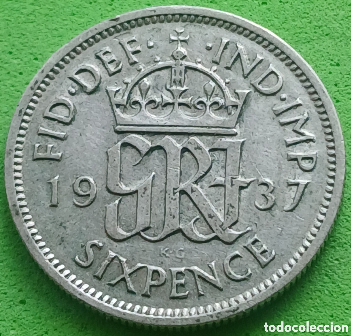 Old Coins of Europe: Reino Unido six pence 1937 km#852 plata