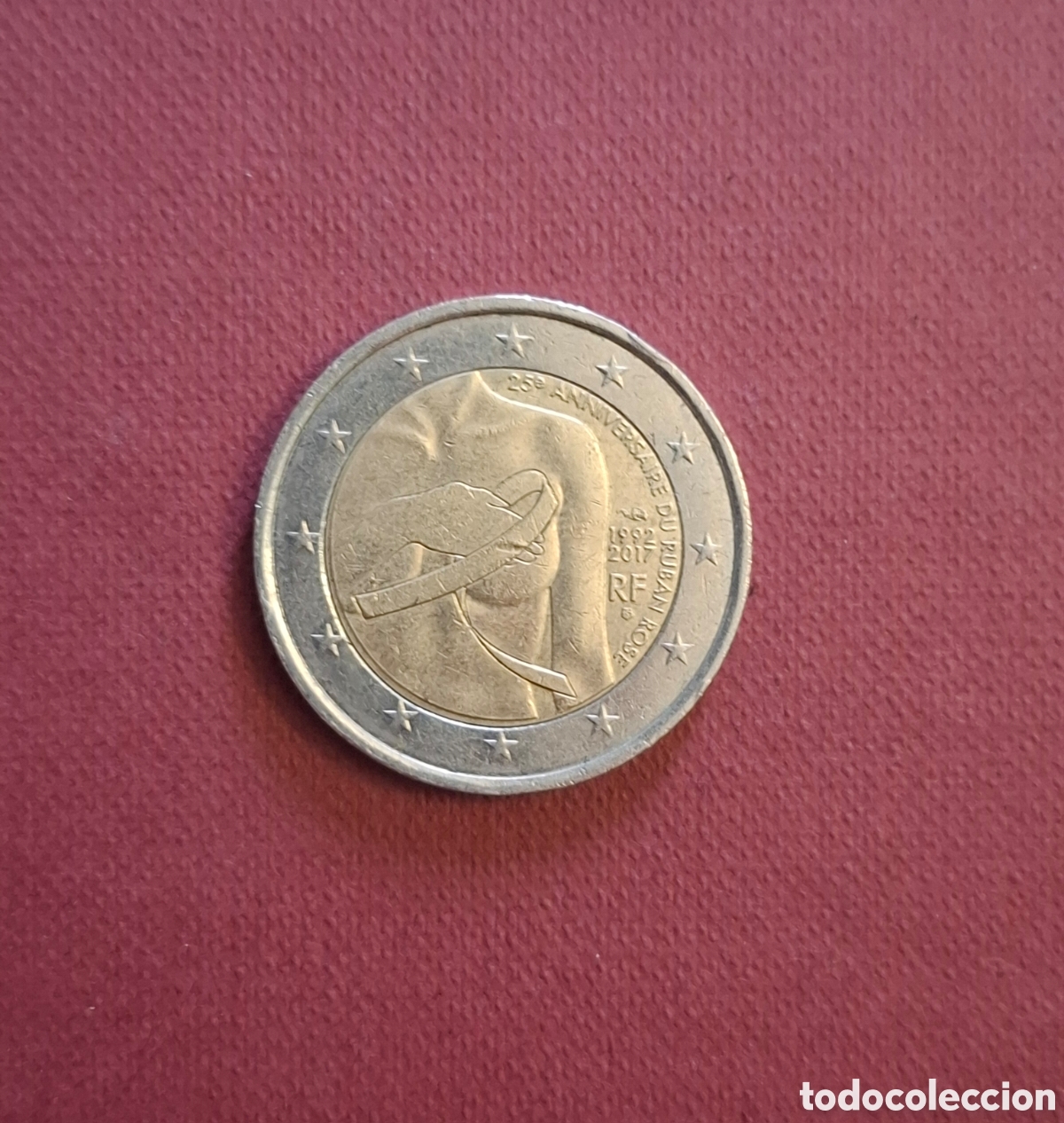 Monedas antiguas de Europa: Moneda 2 Euros Conmemorativa Francia 2017 - 25 Aniversario Lazo Rosa (C&aacute;ncer de Mama)