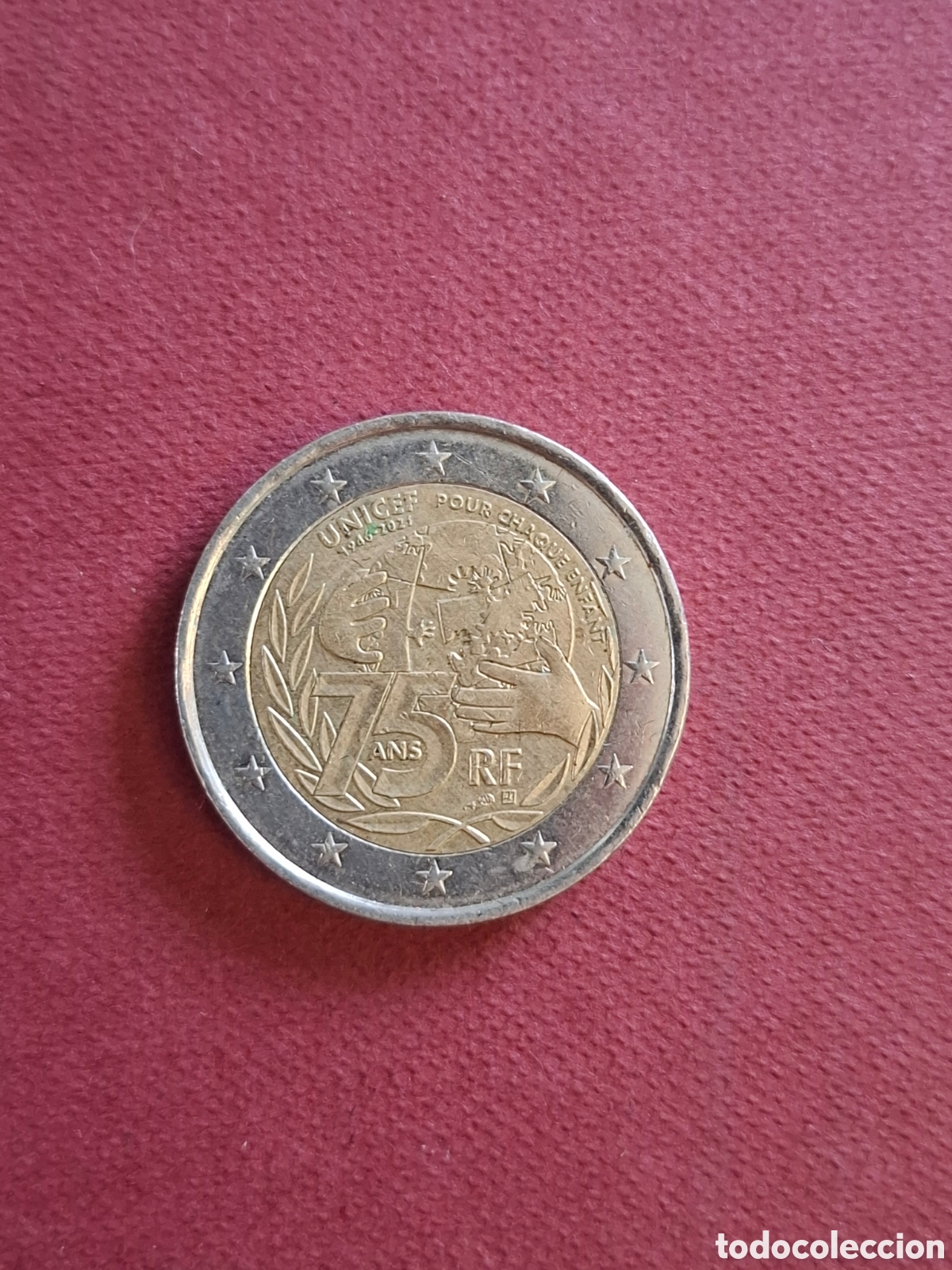 Monedas antiguas de Europa: Moneda 2 Euros Conmemorativa Francia 2021 - 75 Aniversario UNICEF