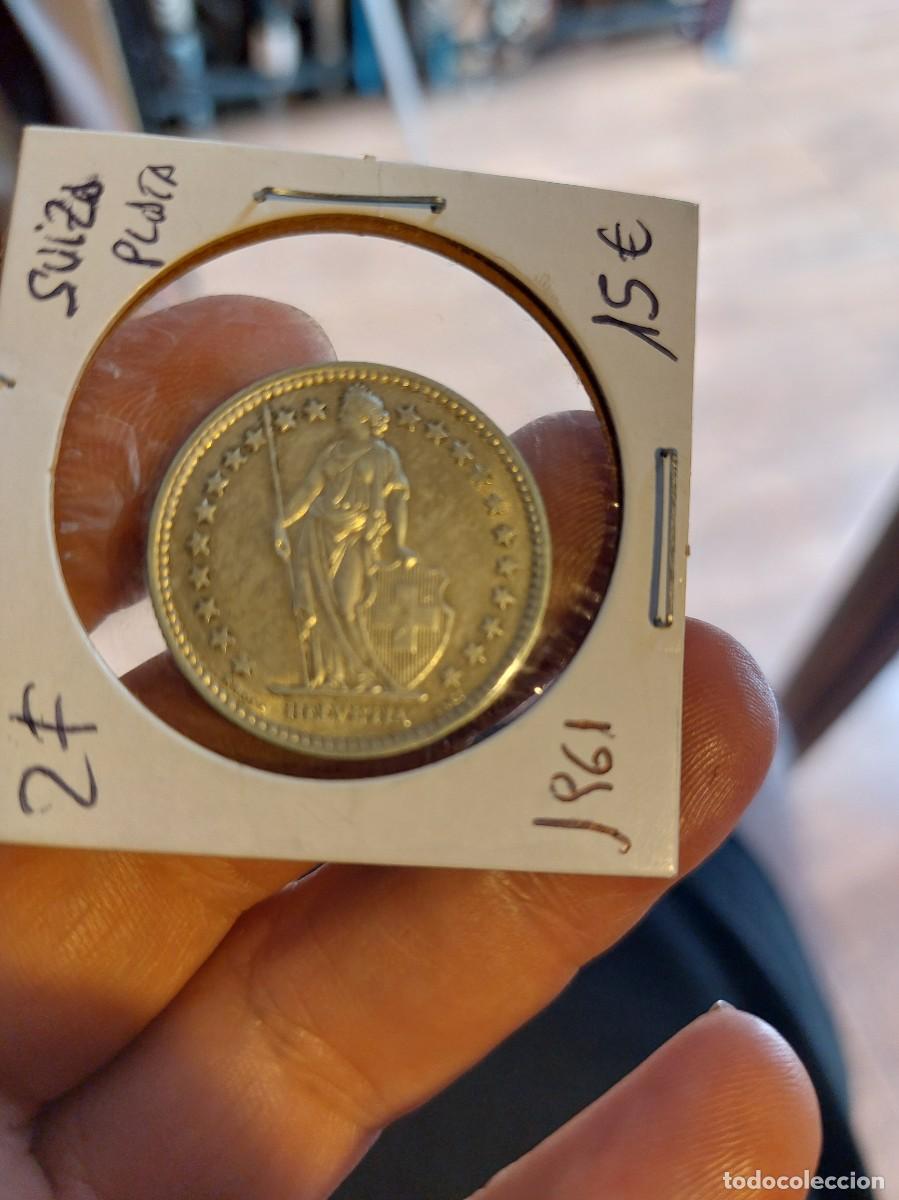 Monedas antiguas de Europa: Moneda Suiza de plata, 2 Francos 1961