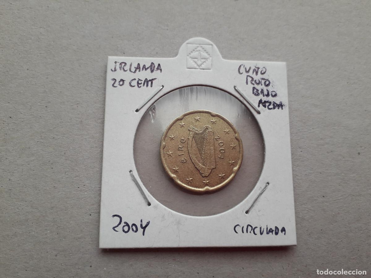Monedas antiguas de Europa: 003830NUM-X0072-Irlanda 20 cent &euro; -2004 - Cu&ntilde;o roto BAJO ARPA -encartonada